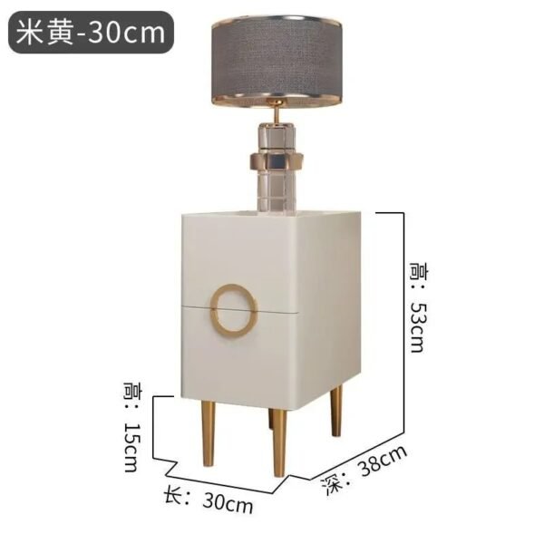 Nordic Bedroom Bedside Table Modern Narrow Rock Surface Nightstand 2 Drawers Wooden Bedroom Tables Night Stand