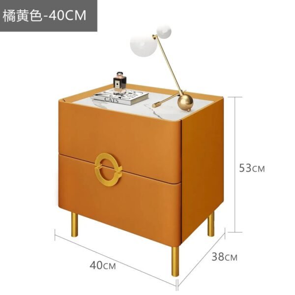 Nordic Bedroom Bedside Table Modern Narrow Rock Surface Nightstand 2 Drawers Wooden Bedroom Tables Night Stand