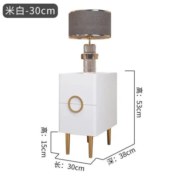 Nordic Bedroom Bedside Table Modern Narrow Rock Surface Nightstand 2 Drawers Wooden Bedroom Tables Night Stand