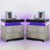 Side Bed Table With LED Light Bedside Tables for the Bedroom Furniture Generic Nightstand Set of 2 LED Nightstand With 2 Drawers