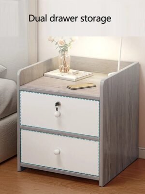 Simple Modern Nordic Bedside Table Drawer with Lock Storage Nightstand Sideboard Multi-Layer Storage Cabinet Bedroom Furniture