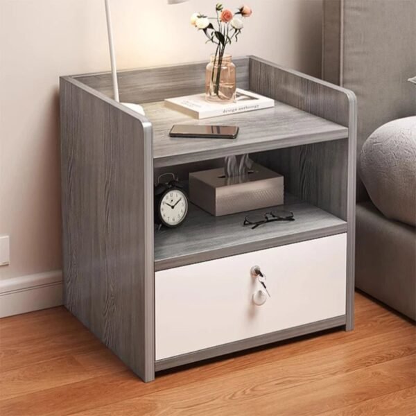 Simple Modern Nordic Bedside Table Drawer with Lock Storage Nightstand Sideboard Multi-Layer Storage Cabinet Bedroom Furniture