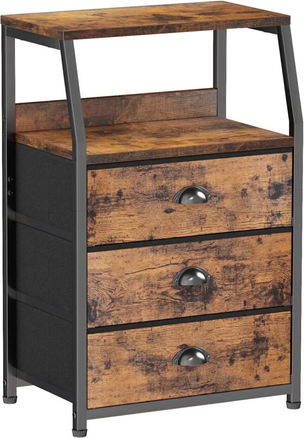 Tall 4 Drawers Dresser, Vertical Storage Tower for Bedroom,  Closet Organizer, Bedside Table , Wood Top, nightstand