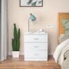 US  Wooden bedside table with 3 drawers, bedside table accent bedroom dressing table cabinet-