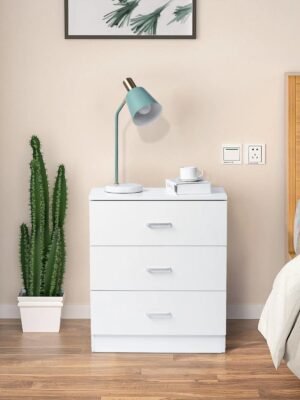 US  Wooden bedside table with 3 drawers, bedside table accent bedroom dressing table cabinet-