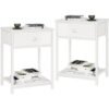 White Nightstands Set of 2, Small Spaces, 2 Tiers Storage Shelves End Table, Bedside Table for Living Room, Bedroom, Dorm