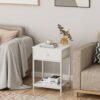 White Nightstands Set of 2, Small Spaces, 2 Tiers Storage Shelves End Table, Bedside Table for Living Room, Bedroom, Dorm