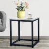 Modern End Table, Square Small Coffee Sofa Side Table with Metal Frame