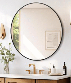 2024 New HD Eco-Friendly Round Mirror, Metal Framed Bathroom Mirror, Modern Cute Circle Mirror, Wall Mirror for Bathroom, Vanity, Living Room, Easy to Install, Matte Black (24 Inch)